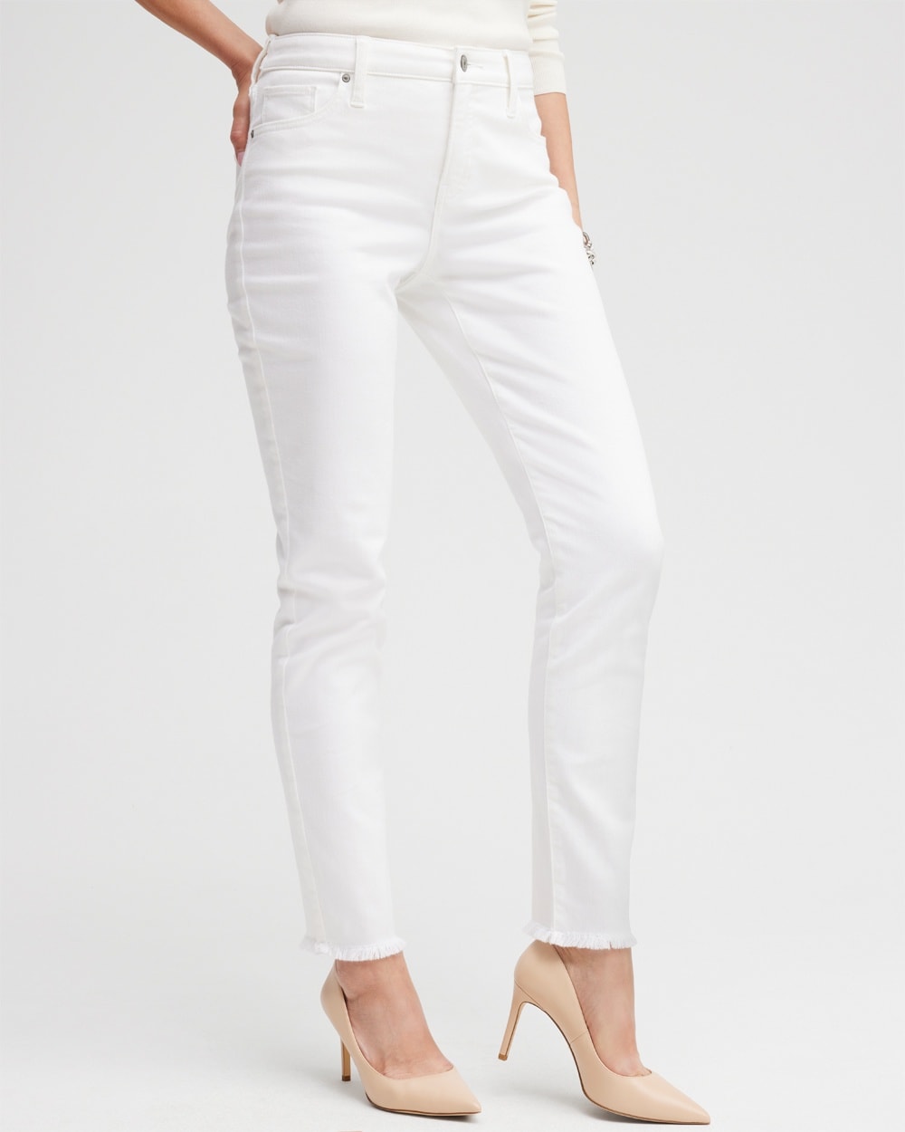 Chico's Jeans & Denim | No Stain Girlfriend Fray Hem Ankle Jeans Alabaster