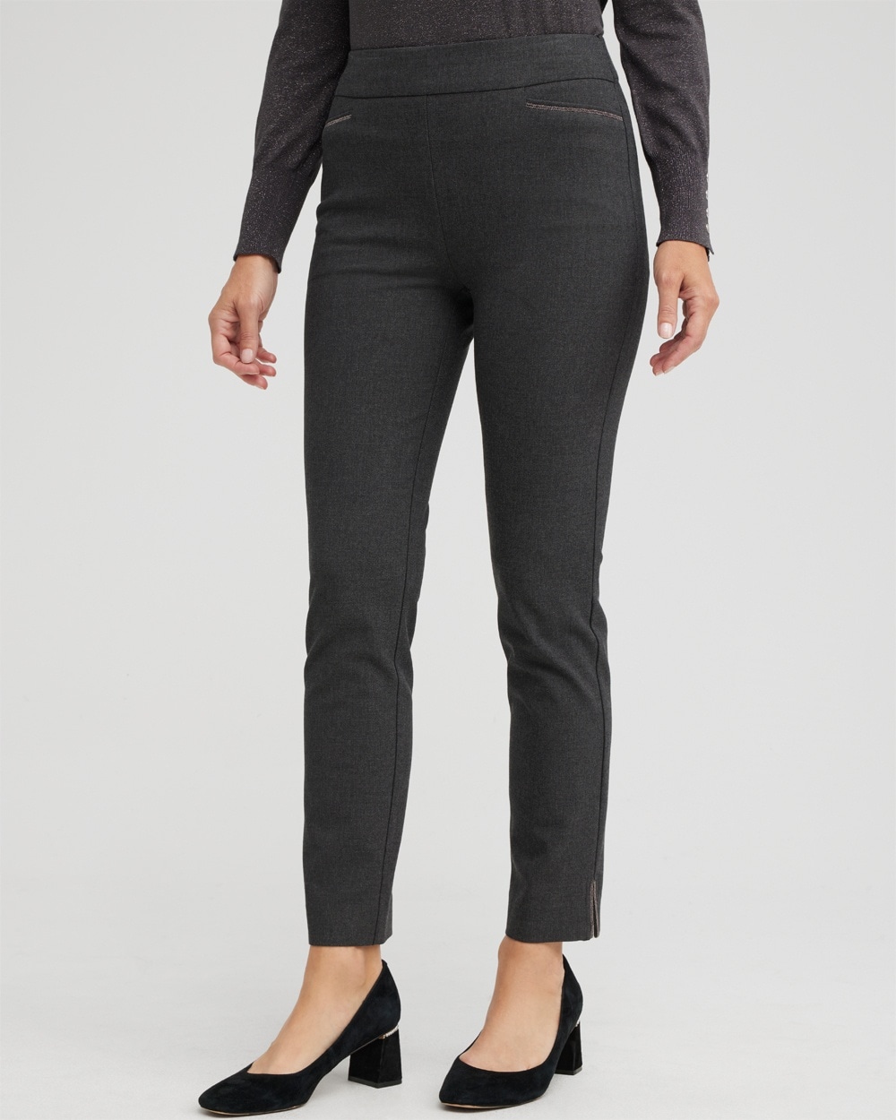 Chico's Pants | Brigitte Beaded Detail Ankle Pants Graphite Heather Gray