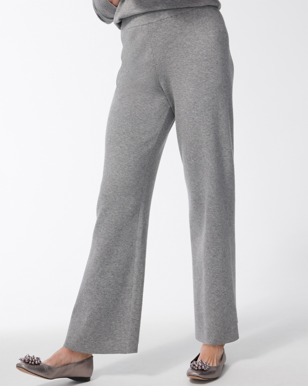 Chico's Pants | Zenergy Luxe Cashmere Blend Wide Leg Pants Moon Shade Gray Heather