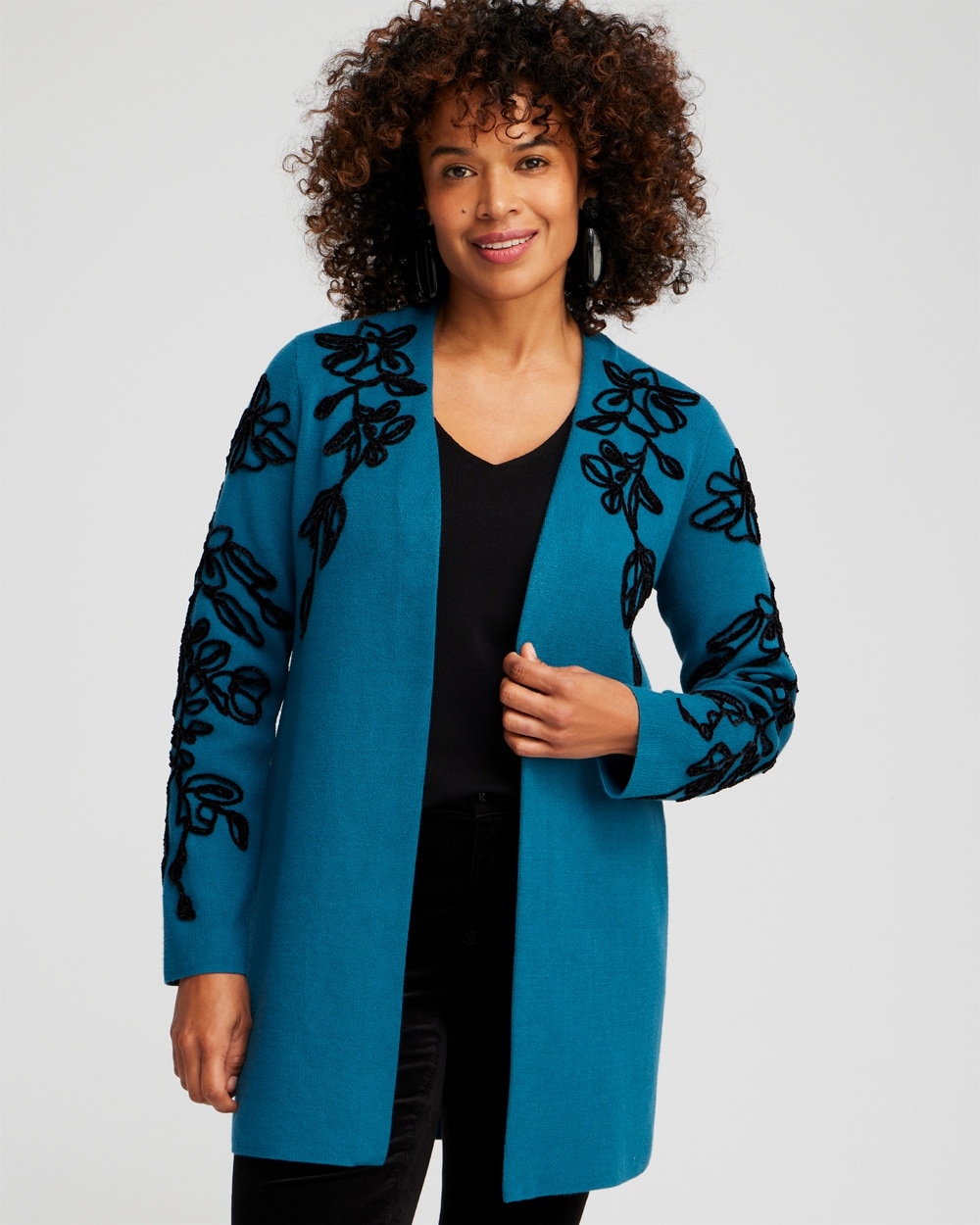 Chico's Sweaters | Chenille Soutache Cardigan Moonlit Teal