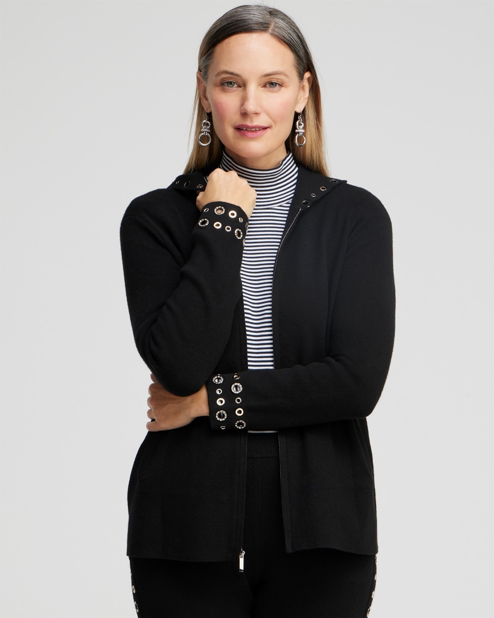 Chico's Sweaters | Zenergy Luxe® Cashmere Blend Grommet Cardigan Black