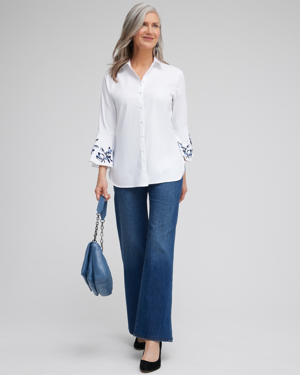 Chico's Tops | No Iron™ Stretch Flare Cuff Tunic Optic White