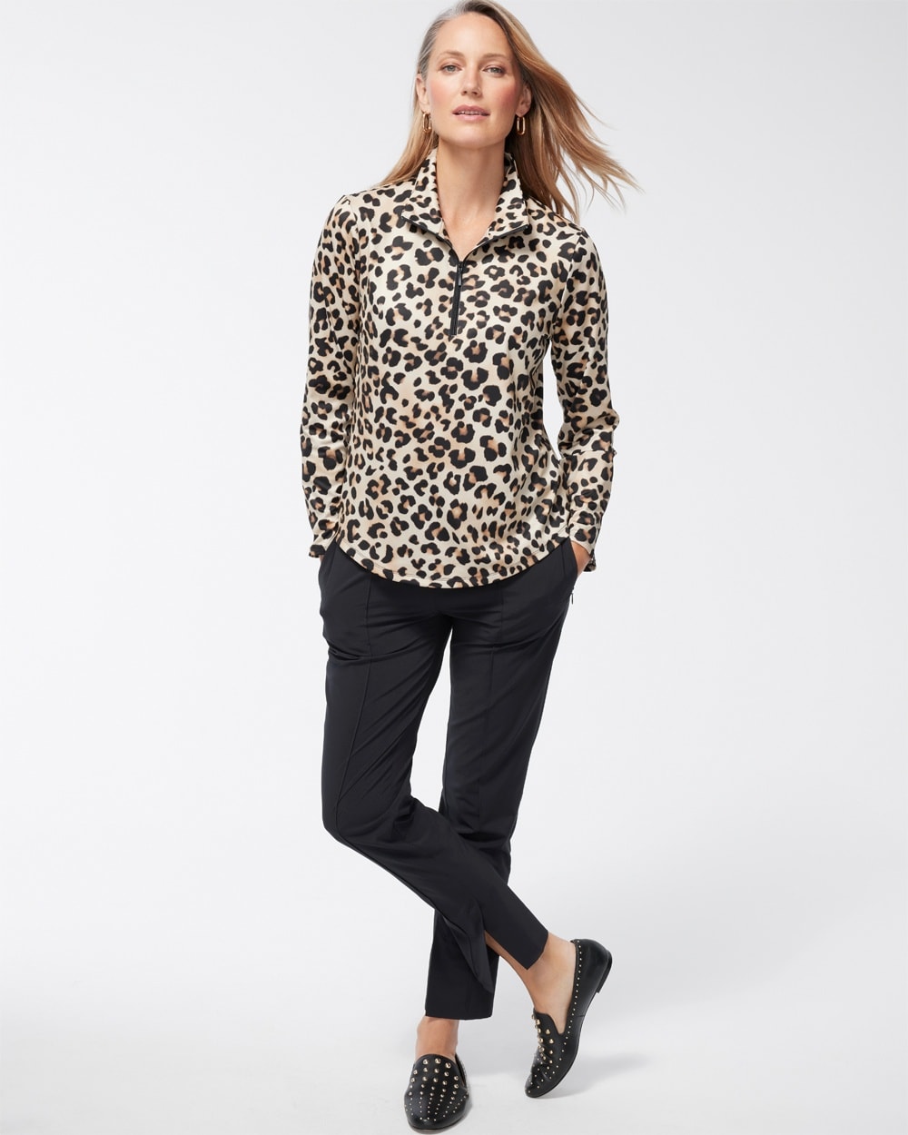 Chico's | Zenergy UPF Animal Print Long Sleeve Top Camel