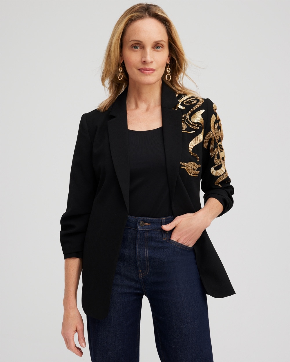 Chico's Jackets & Coats | Embellished Blazer Black