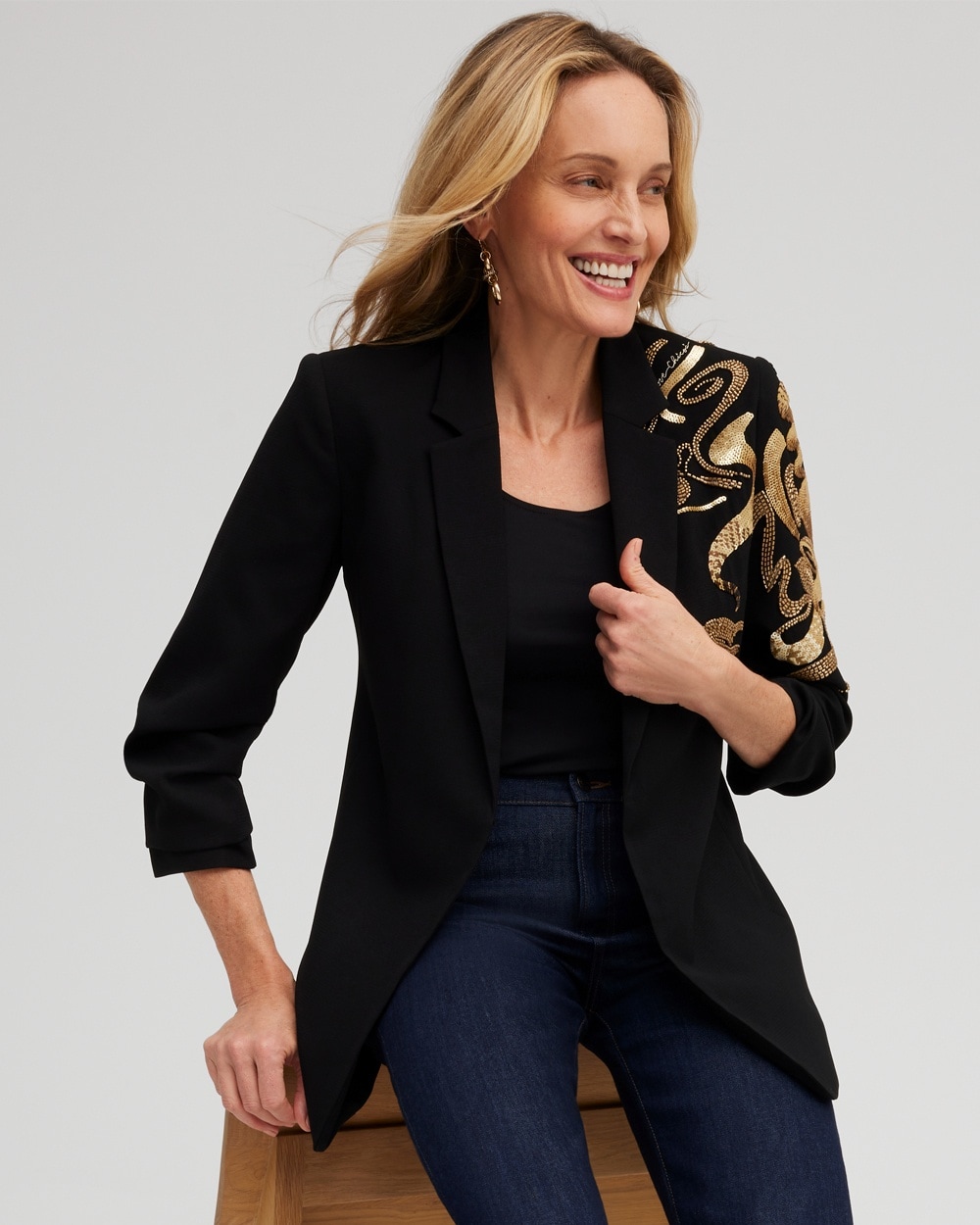 Chico's Jackets & Coats | Embellished Blazer Black