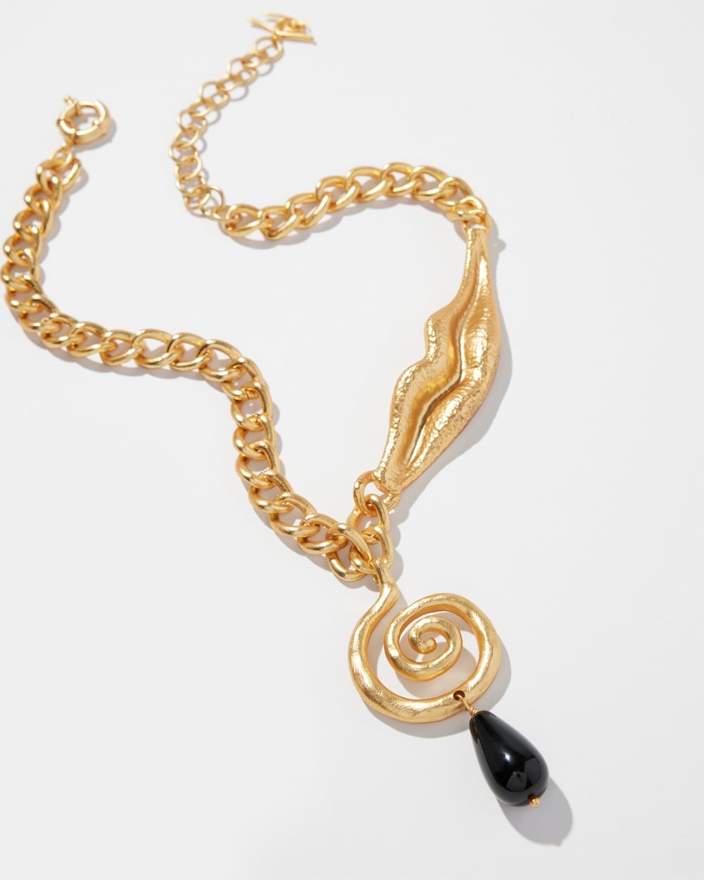 Chico's | Onyx Swirl Y-necklace Gold