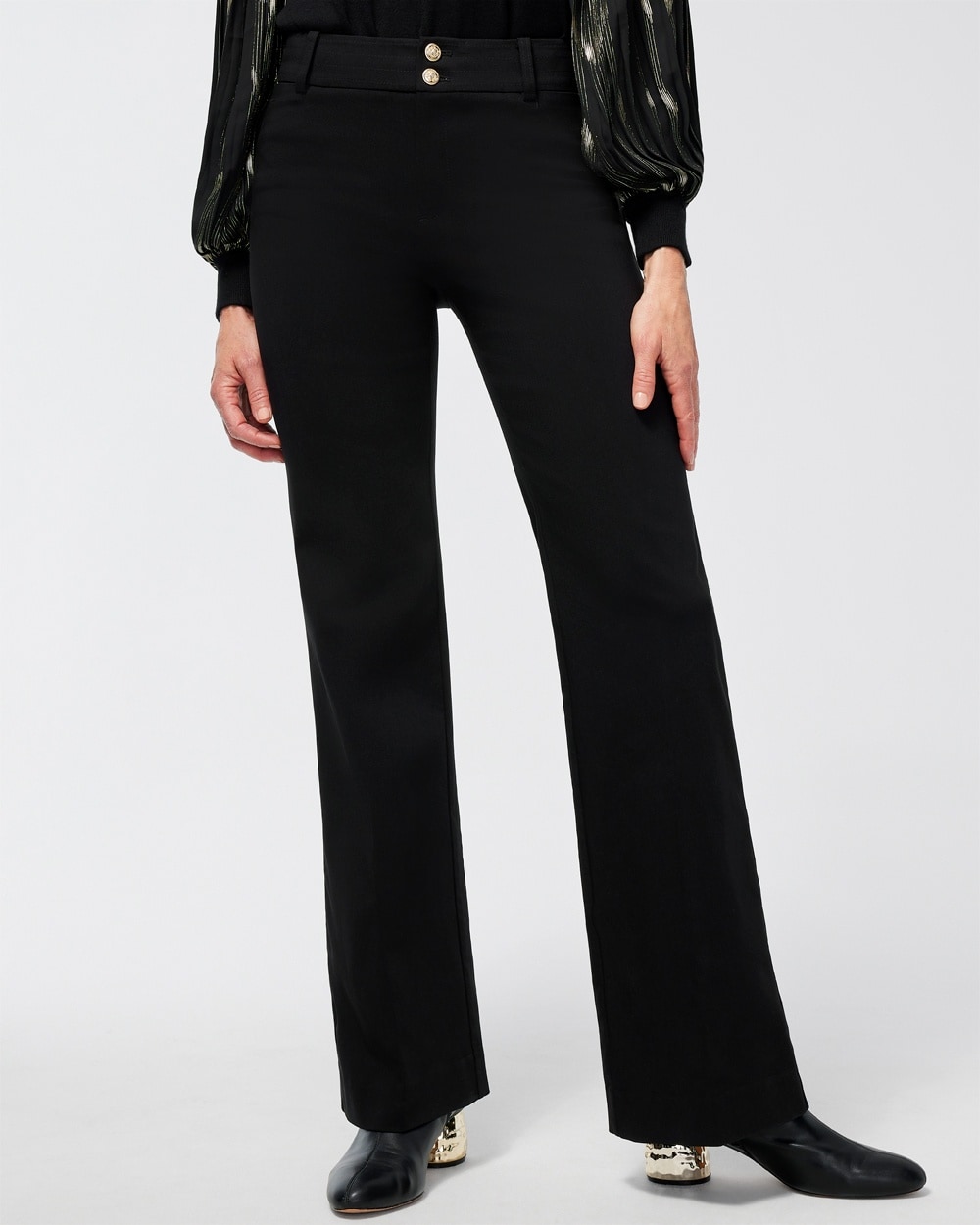 Chico's Jackets | Petite Trapunto Wide Leg Pants Black