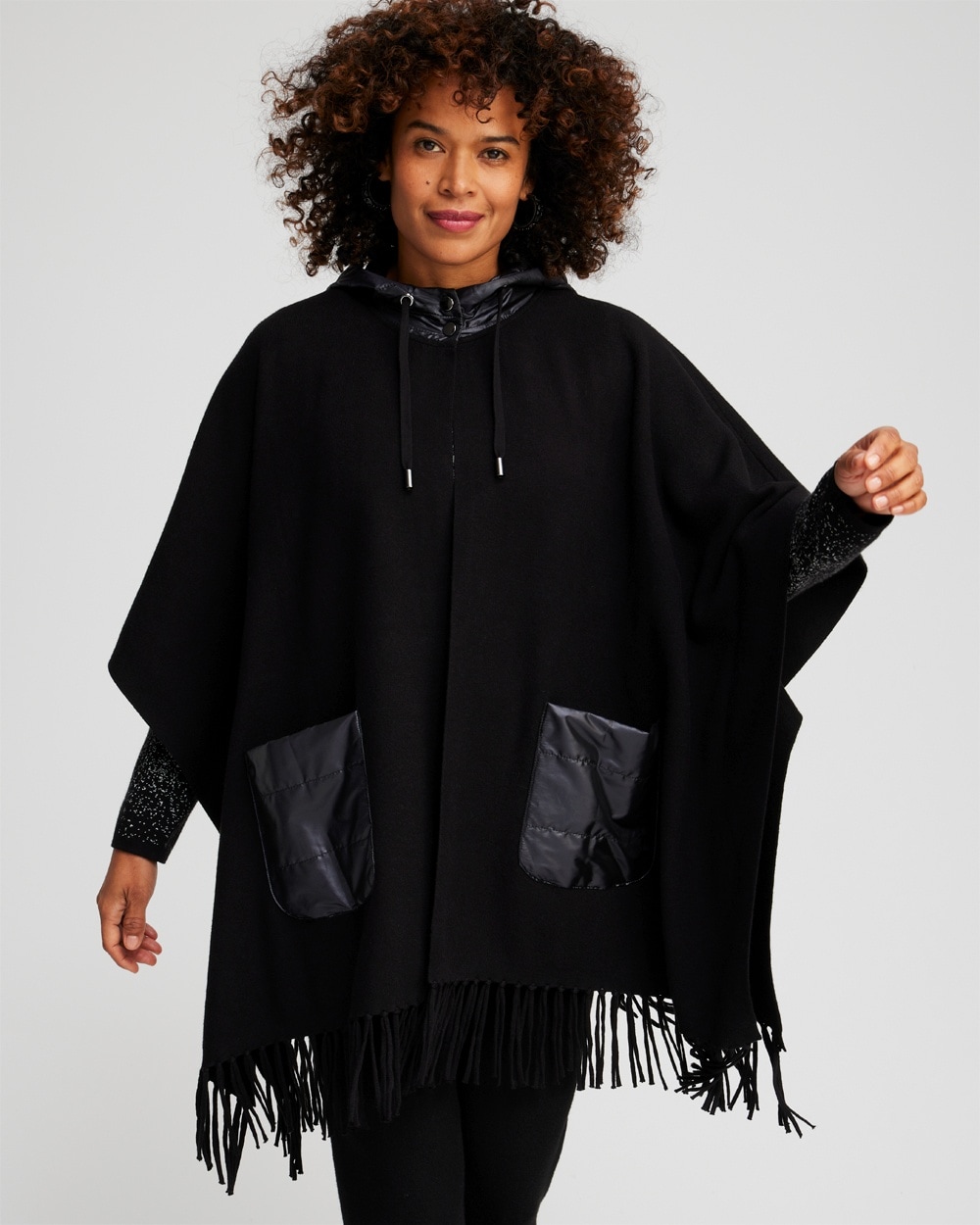 Chico's Sweaters | Zenergy Luxe® Cashmere Blend Quilted Poncho Black