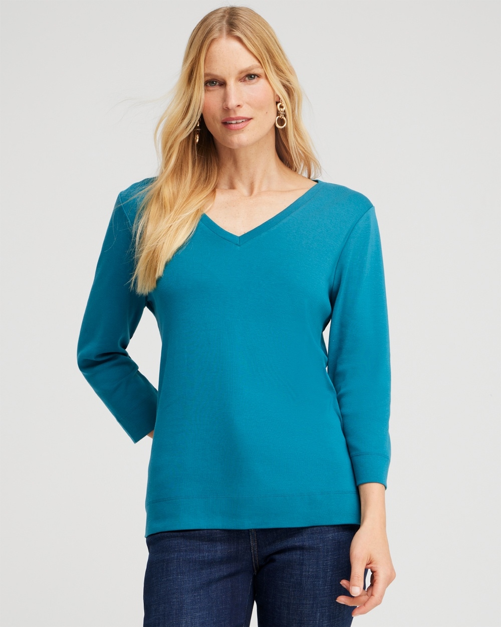 Chico's Tops | 3/4 Sleeve Tee Moonlit Teal