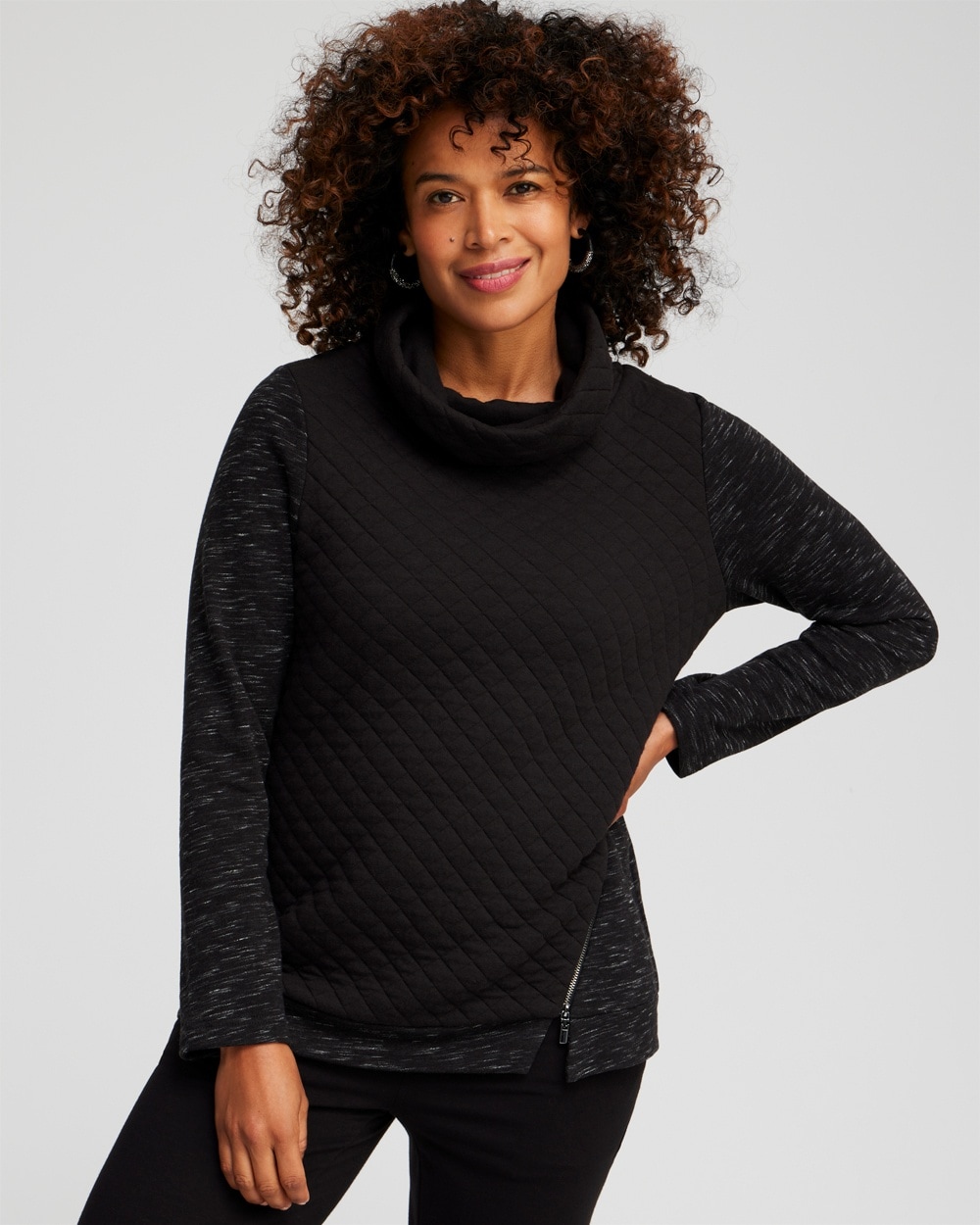 Chico's Activewear | Zenergy® French Terry Cowl Neck Top Black