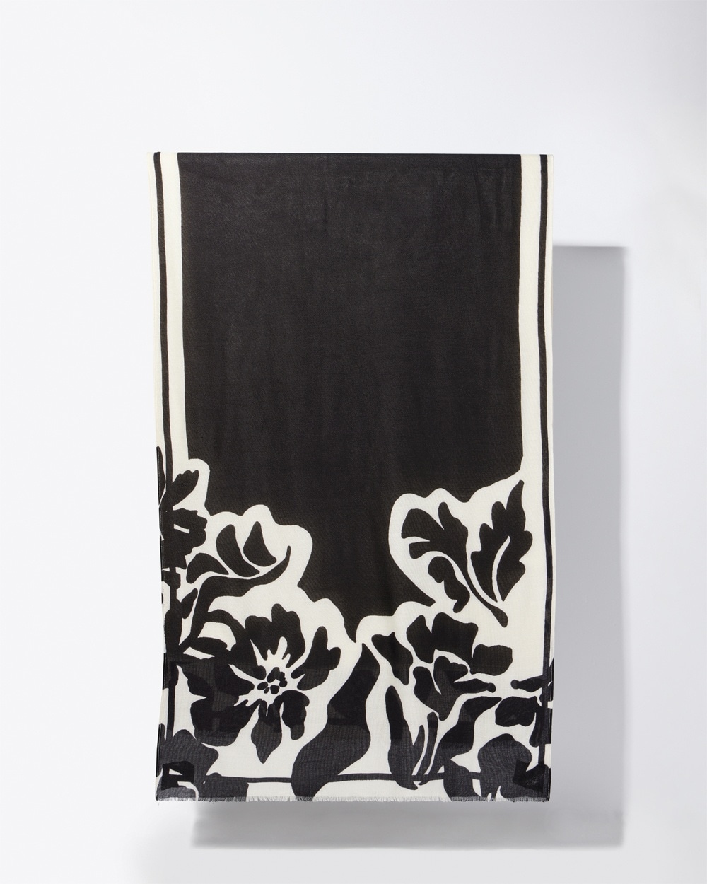 Chico's Bags | Floral Border Oblong Scarf Black