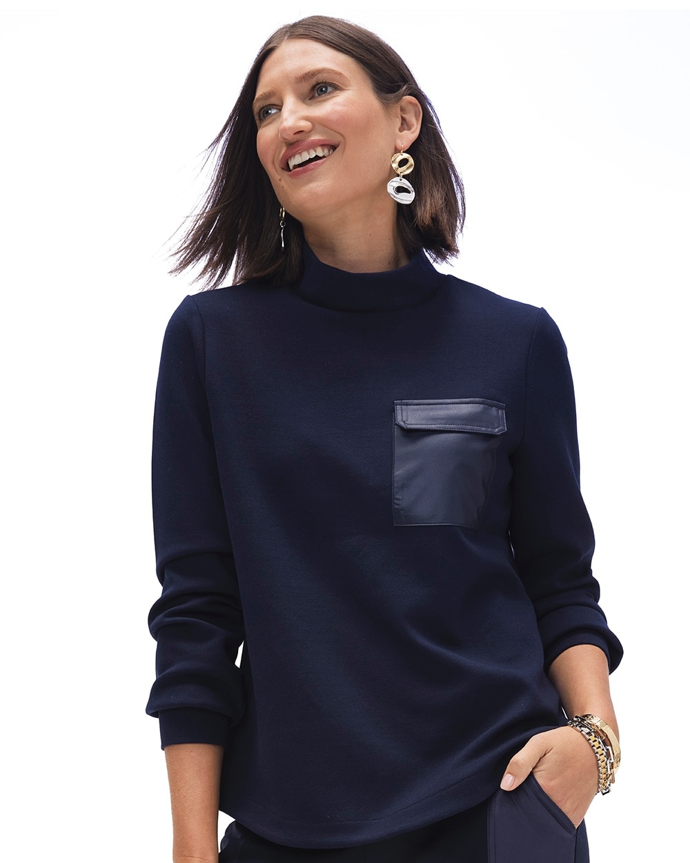 Chico's Tops | Zenergy® Double Knit Top Classic Navy