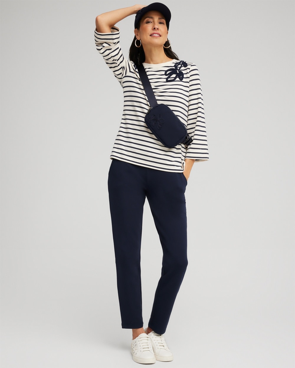 Chico's Tops | Zenergy® Soutache Stripe Shirt Classic Navy