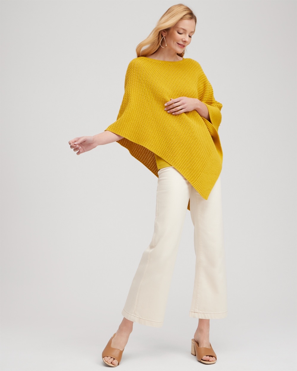 Chico's Scarves | Knit Triangle Poncho English Cream