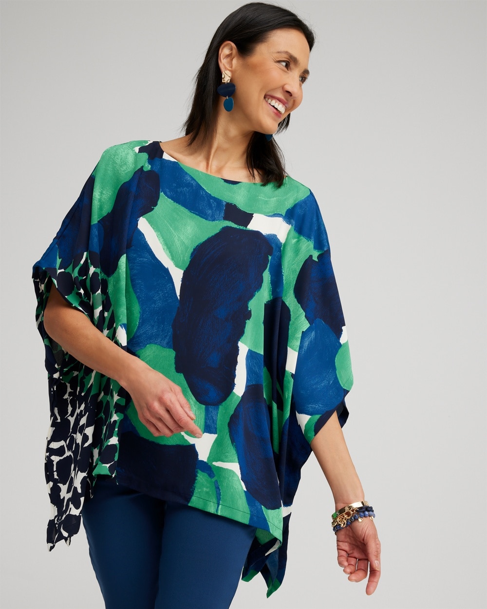 Chico's Scarves | Mosaic Print Poncho Twisted Ivy