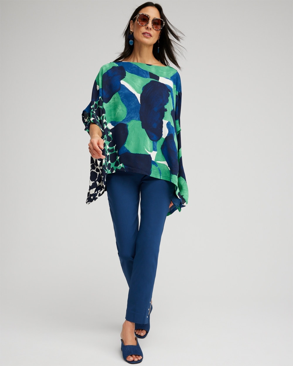 Chico's Scarves | Mosaic Print Poncho Twisted Ivy