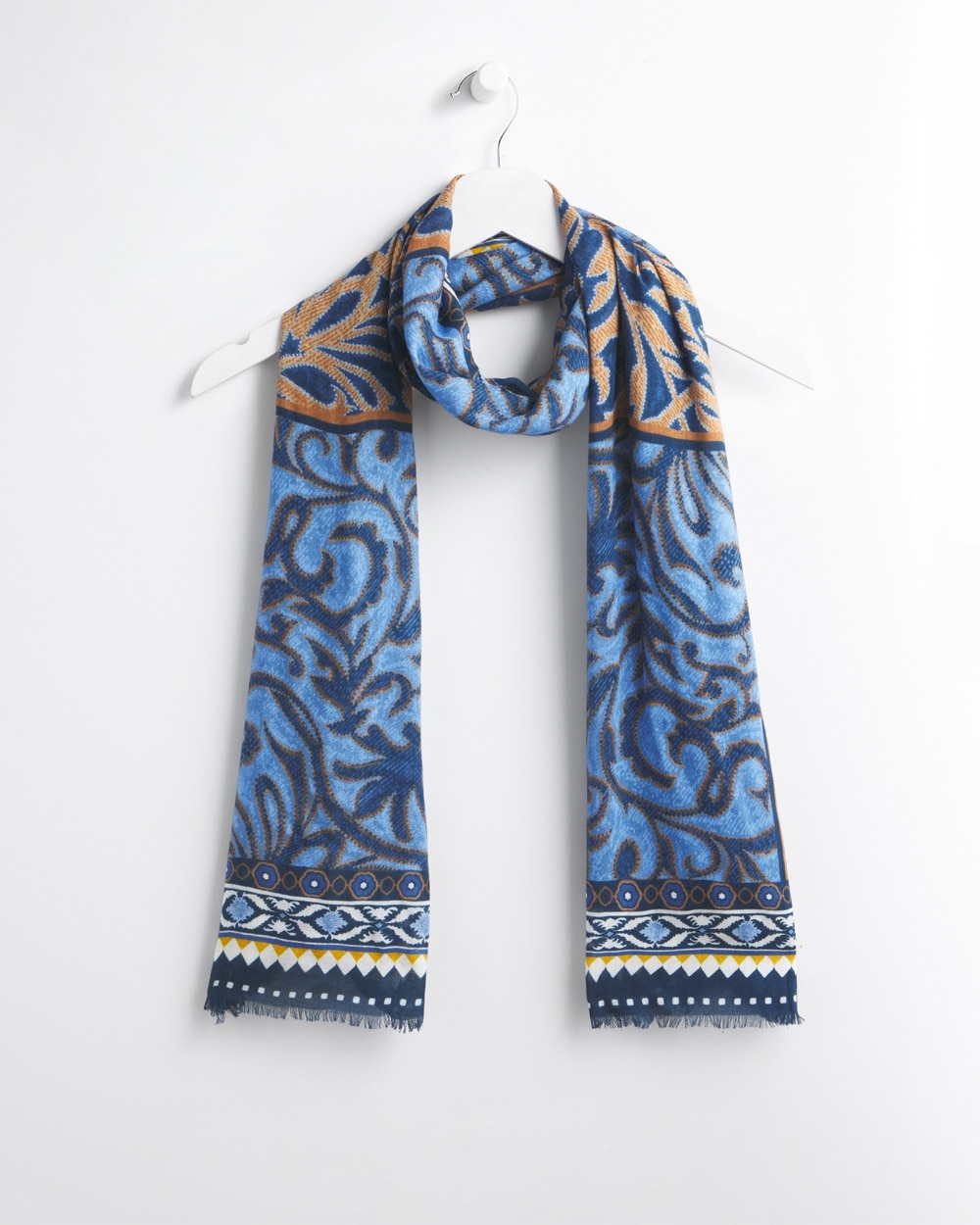 Chico's Bags | Tile Print Oblong Scarf Classic Navy