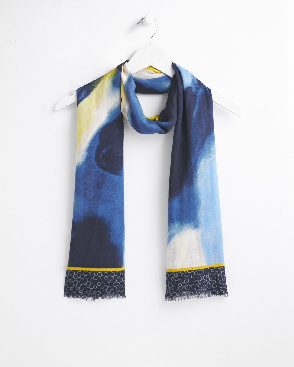 Chico's Bags | Abstract Watercolor Oblong Scarf Classic Navy