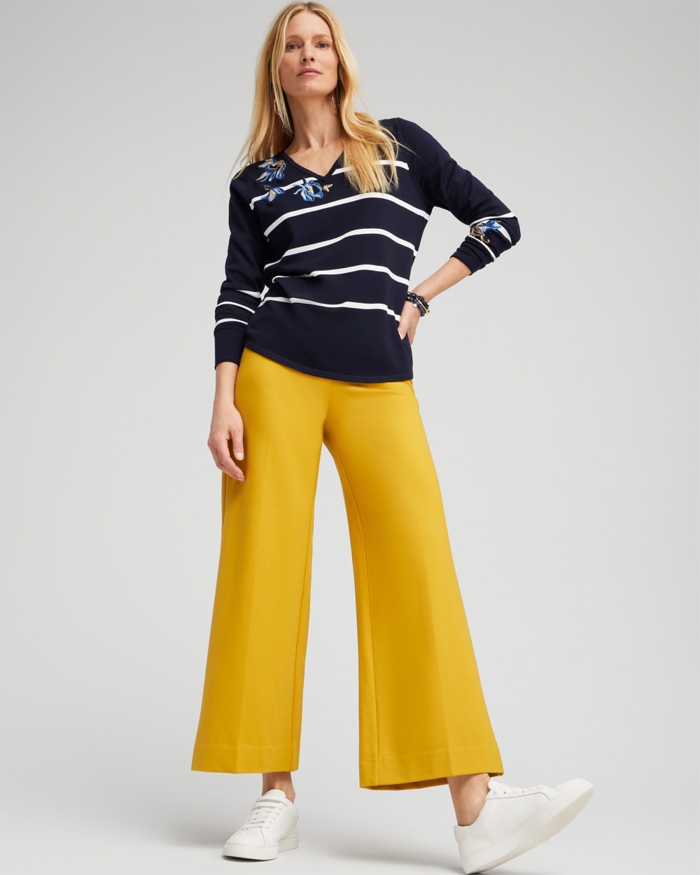 Chico's Pants | Ponte Wide Leg Ankle Pants Golden Hour