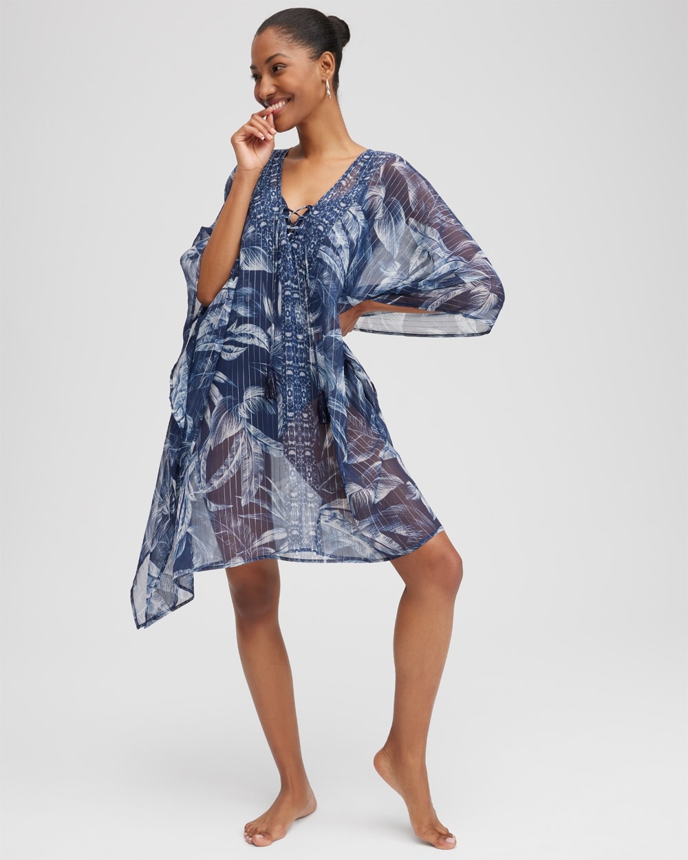 Chico's Swim | Miraclesuit Tropical Caftan Coverup Navy