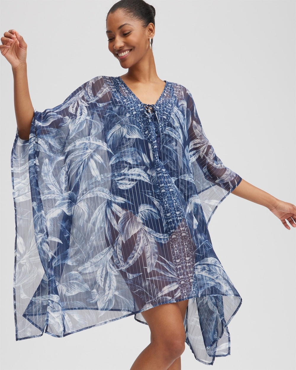 Chico's Swim | Miraclesuit Tropical Caftan Coverup Navy