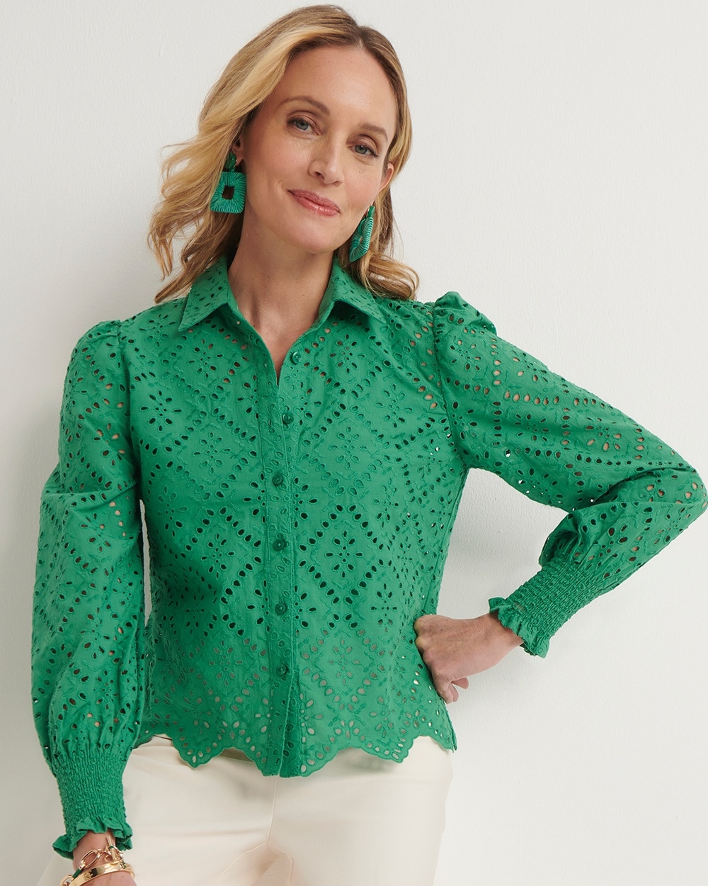 Chico's Best Sellers | Eyelet Scallop Hem Blouse Twisted Ivy