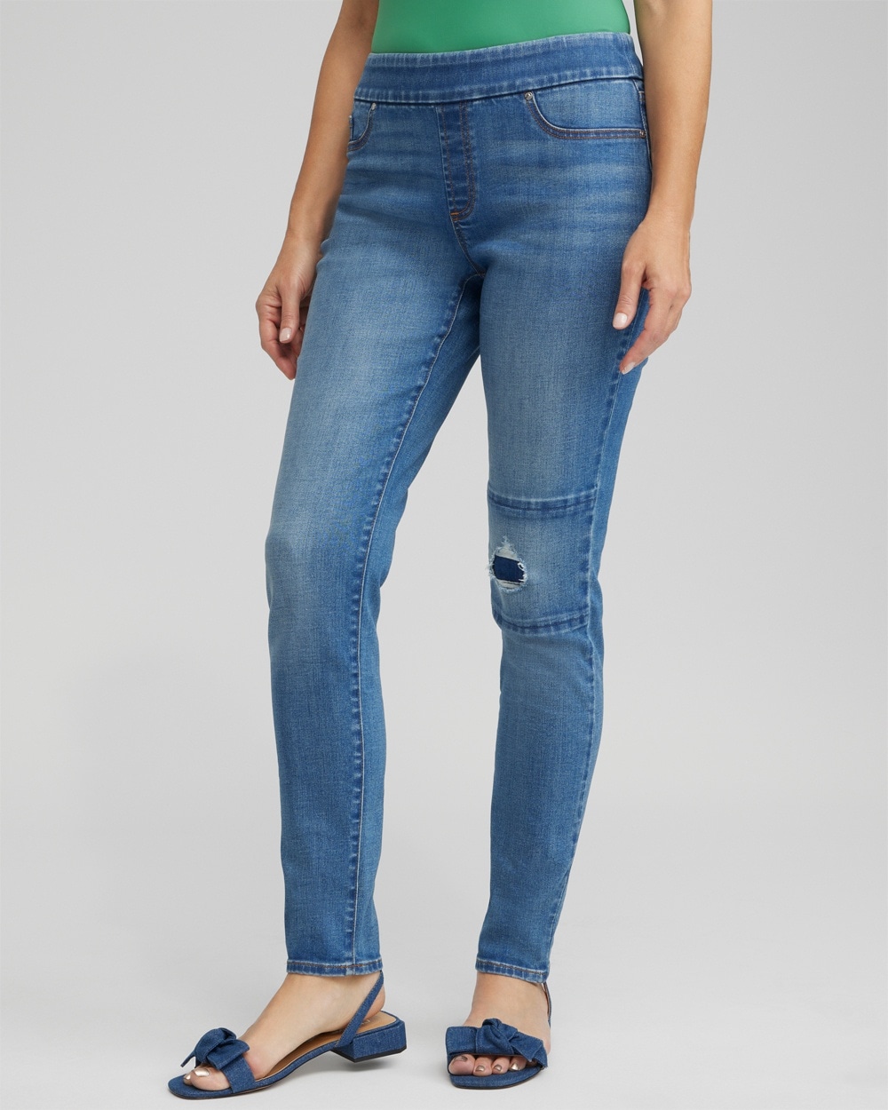 Chico's Jeans & Denim | Patch Detail Pull-on Jeggings Aquaria Indigo