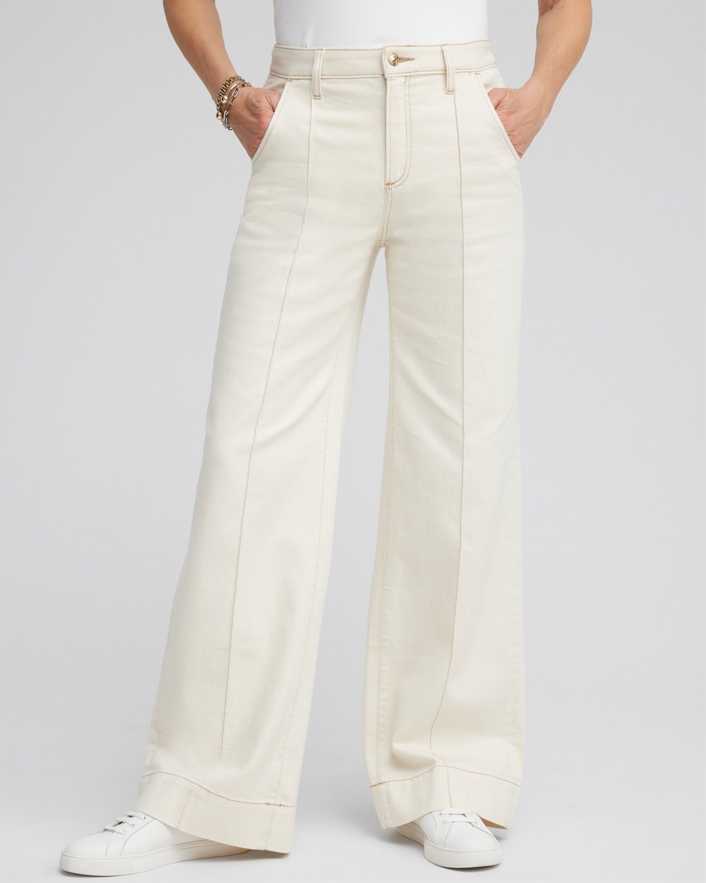 Chico's Jeans & Denim | Pintuck High Rise Wide Leg Jeans Natural Seeded