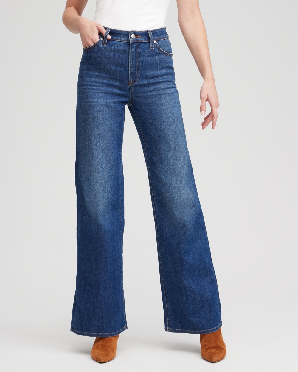 Chico's Jeans & Denim | High Rise Wide Leg Jeans Violet Bloom Indigo