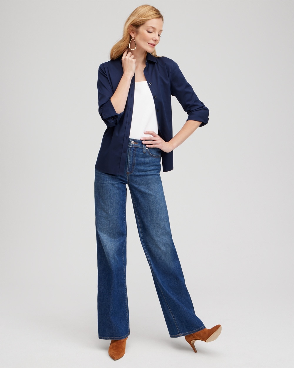 Chico's Jeans & Denim | High Rise Wide Leg Jeans Violet Bloom Indigo