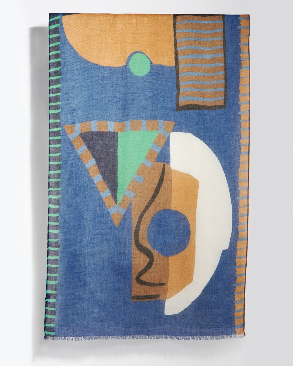 Chico's Bags | Abstract Art Oblong Scarf Azores Blue