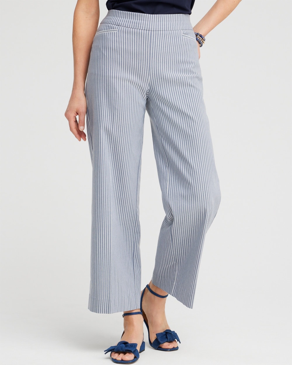 Chico's Pants | Brigitte Stripe Wide Leg Crops PROMENADE