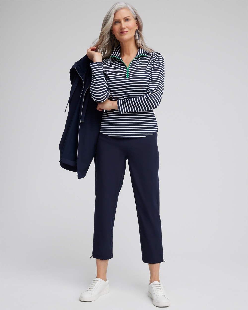 Chico's Tops | Zenergy® UPF Stripe Long Sleeve Top Classic Navy