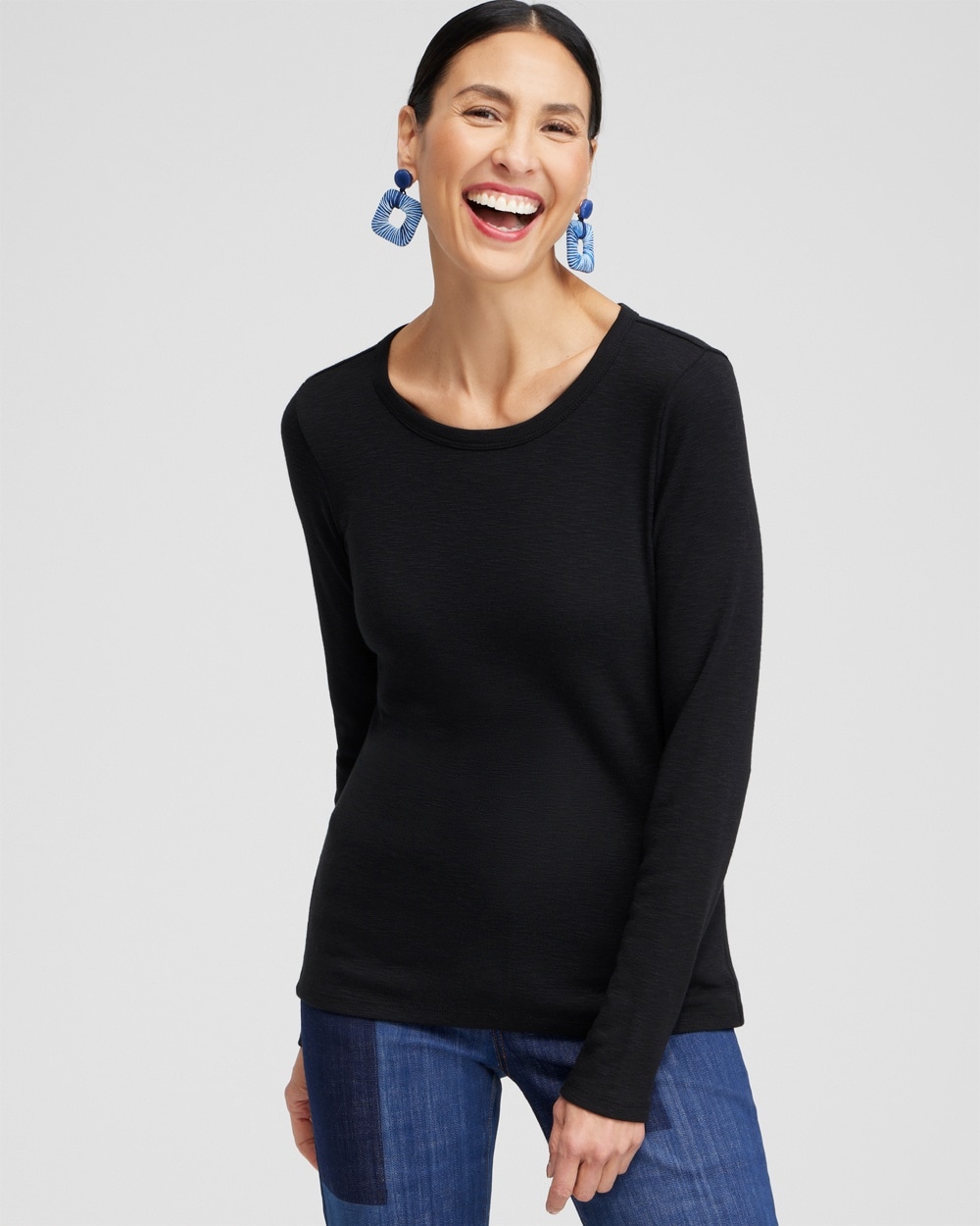 Chico's Tops | Ribbed Layering Tee Black