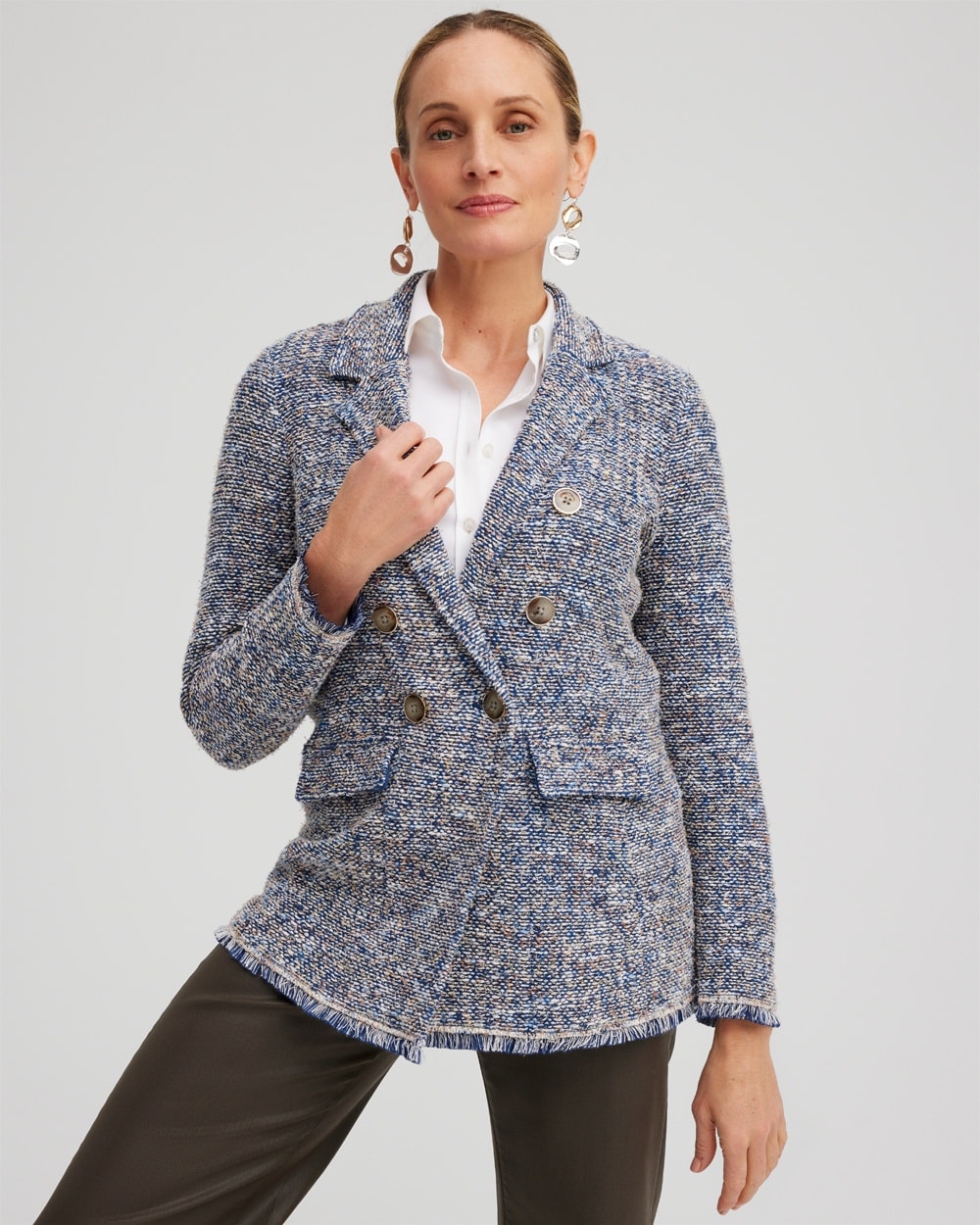 Chico's Sweaters | Tweed Blazer Denim