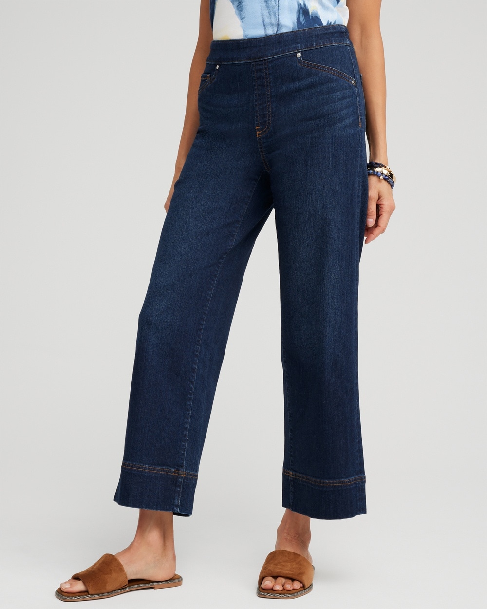 Chico's Jeans & Denim | Pull-On Wide Leg Crops Morgana Indigo