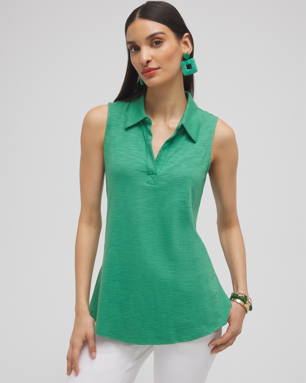 Chico's Tops | Collared Tunic Tank Twisted Ivy