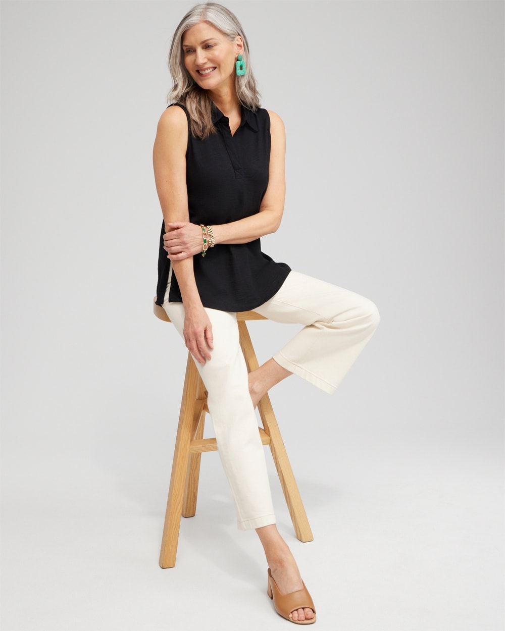 Chico's Tops | Collared Tunic Tank Twisted Ivy