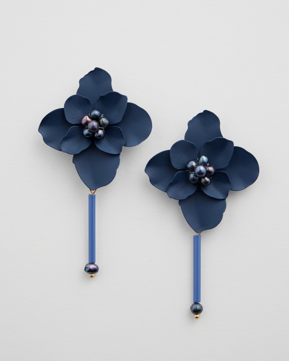 Chico's Online Exclusives | Blue Flower Drop Earrings Navy Blue