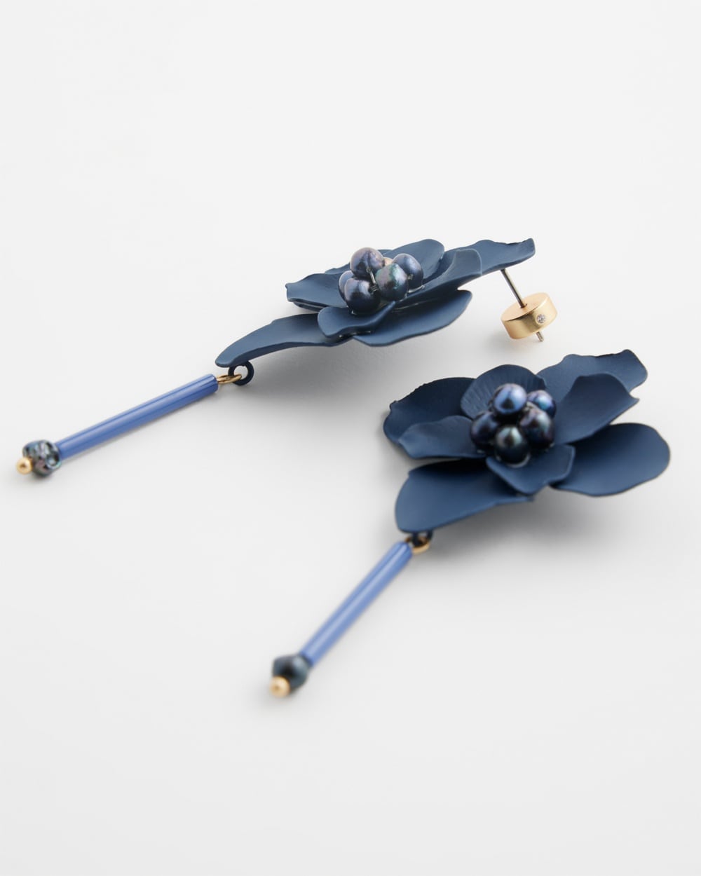 Chico's Online Exclusives | Blue Flower Drop Earrings Navy Blue