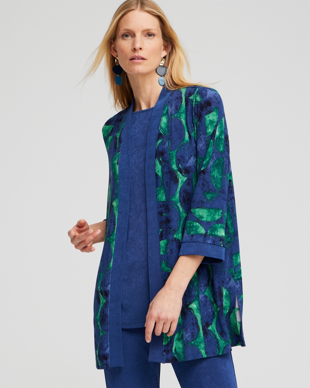 Chico's Sweaters | Travelers Half Moon Print Cardigan Twisted Ivy