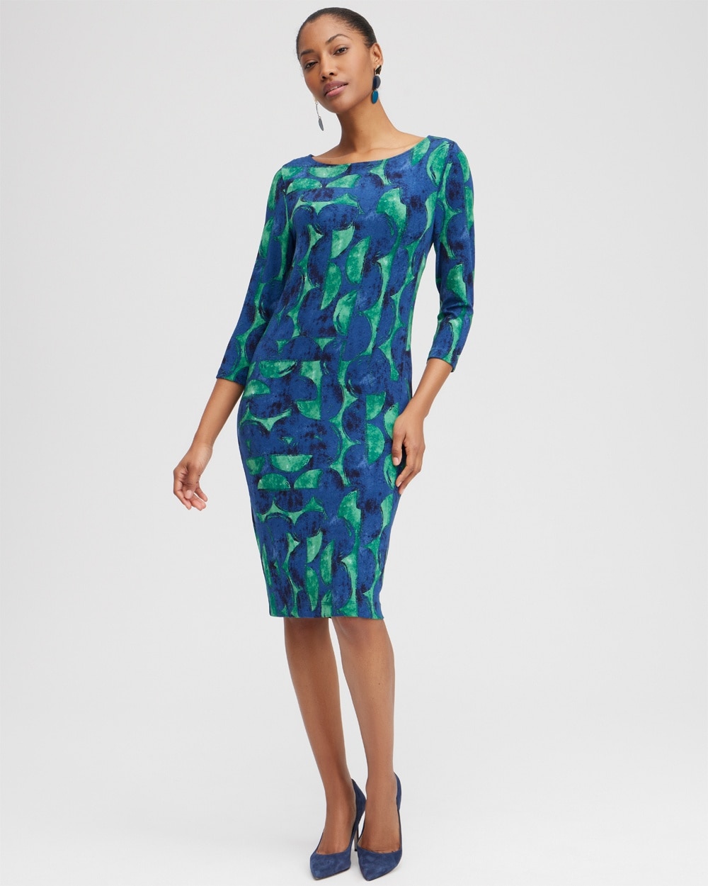 Chico's | Travelers Half Moon Print Sheath Dress Twisted Ivy