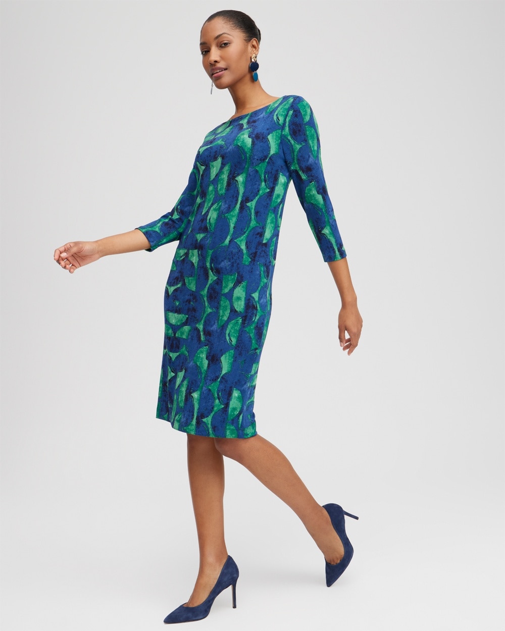 Chico's | Travelers Half Moon Print Sheath Dress Twisted Ivy