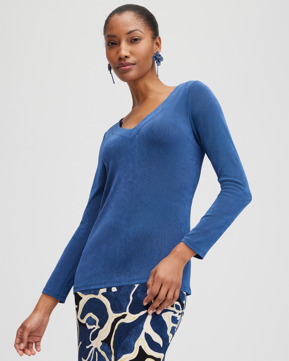 Chico's Online Exclusives | Travelers V-neck Layering Top Azores Blue