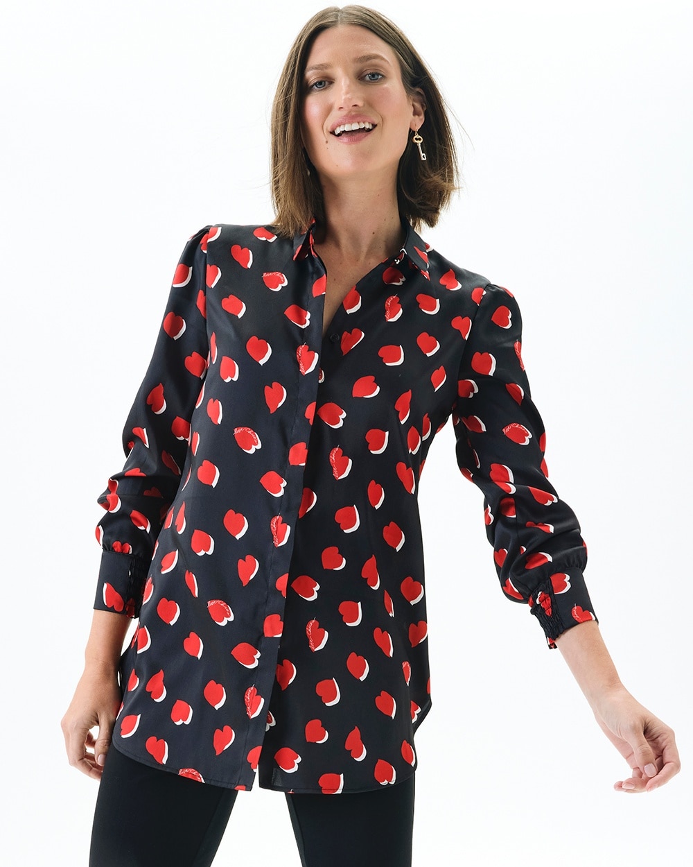 Chico's Tops | Heart Print Tunic Black