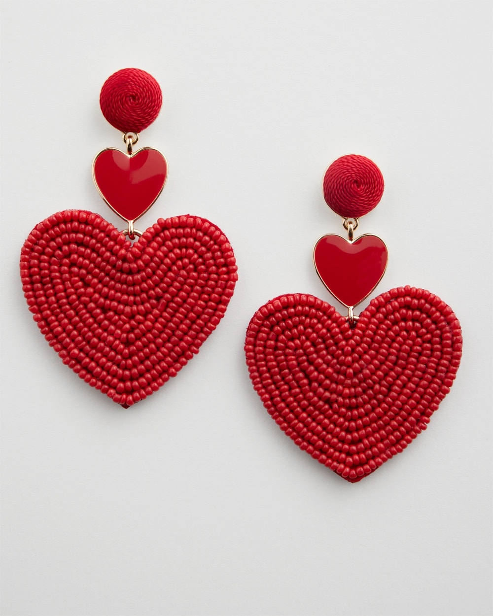 Chico's Best Sellers | Heart Seed Bead Earrings Red