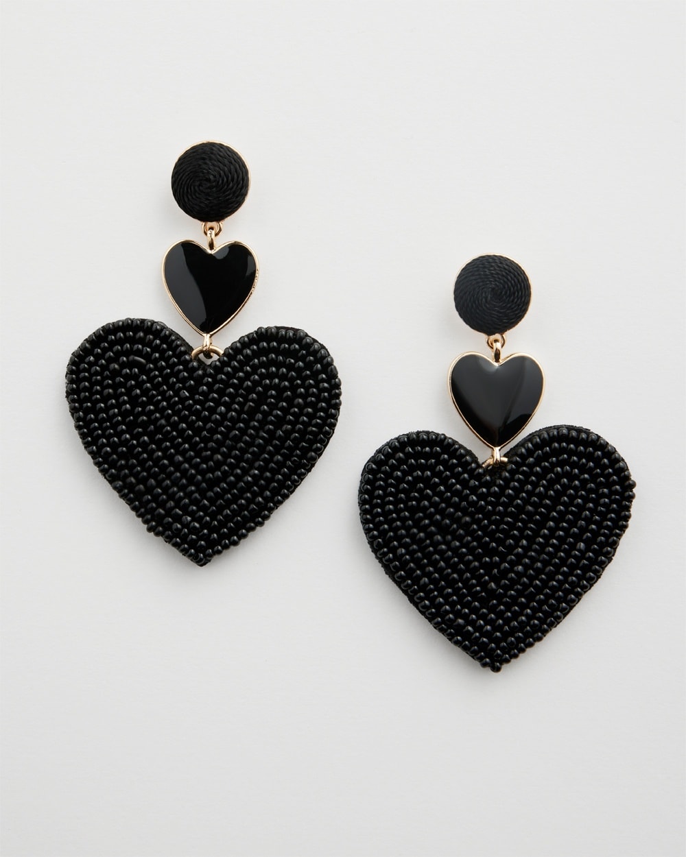 Chico's | Heart Seed Bead Earrings Black