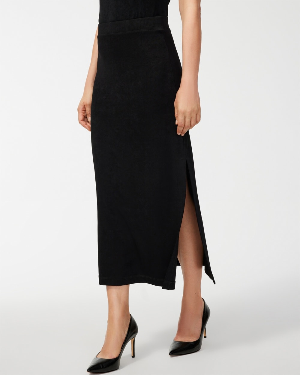 Chico's Pants | Petite Travelers Side Slit Maxi Skirt Travelers Black