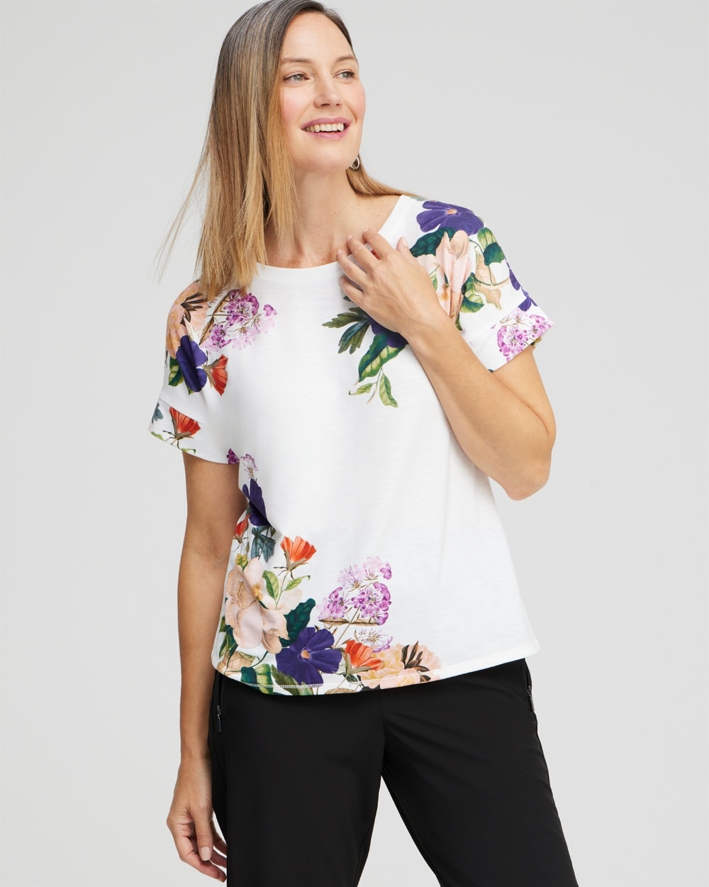 Chico's Activewear | Zenergy® Floral Tee Dewberry