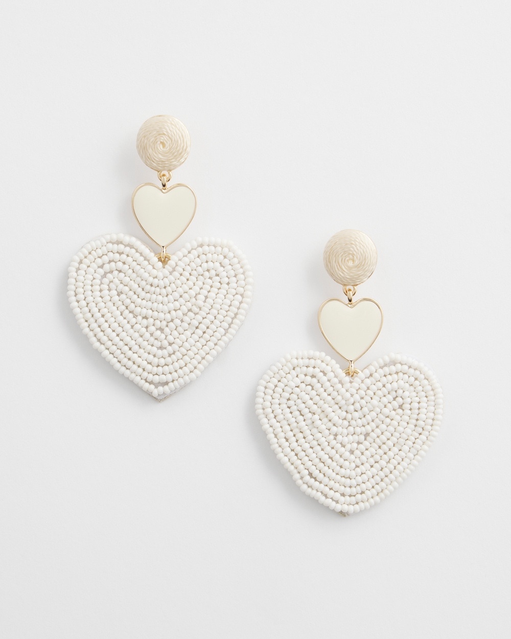 Chico's | Heart Seed Bead Earrings White